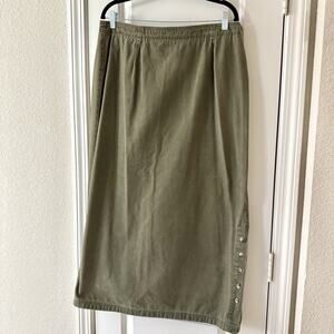 Vintage Ruff Hewn Sz 16 Green Denim Maxi Skirt Prairie Western Boho Cowgirl USA